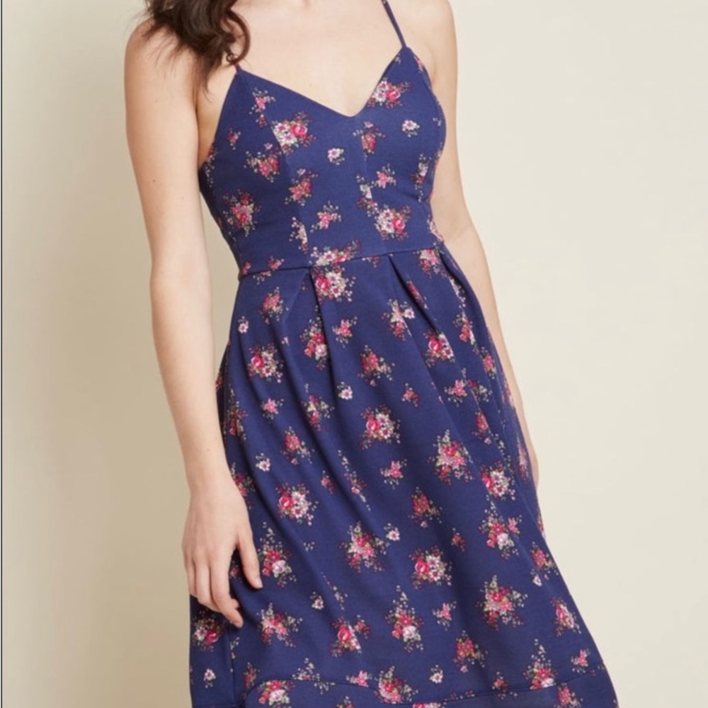 Modcloth fervour blue floral dress